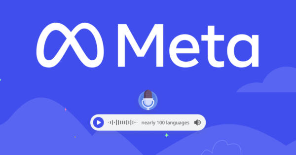 graphic featuring meta's logo and speech recognition bar at the bottom